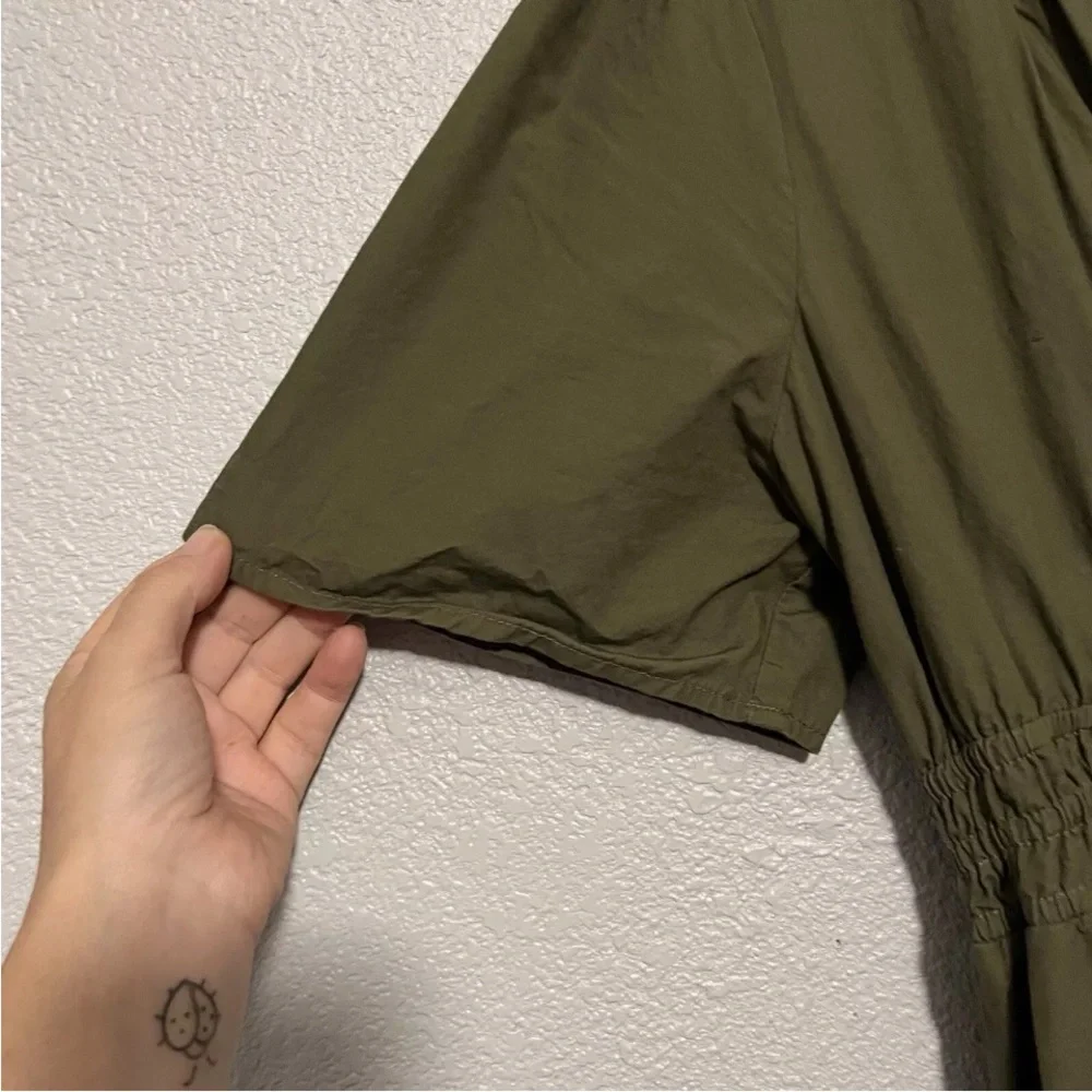 Petal + Pup Olive Green Short Sleeve Lined Tiered Maxi Dress Size Large - Picture 7 of 9